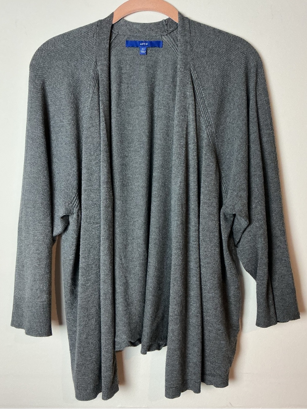 Apt. 9 Women’s Gray Open-Front Cardigan Sweater Size 3X Plus